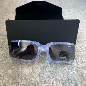 NWT | Quay Polarized New Money Rectangular Sunglasses in Purple Marble